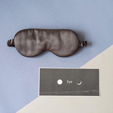 Black Printed Silk Eye Mask