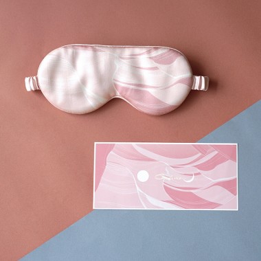 Pink Printed Silk Eye Mask
