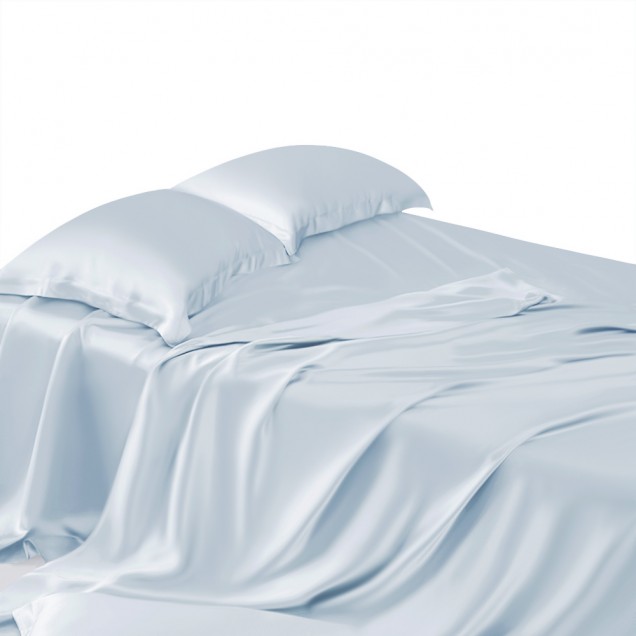 Alice Blue 22 Momme Mulberry Silk Sheet Set Alice Blue 22 Momme Mulberry Silk Sheet Set