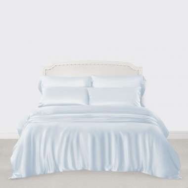 Alice Blue 3 PCS 22 Momme Mulberry Silk Duvet Cover Set
