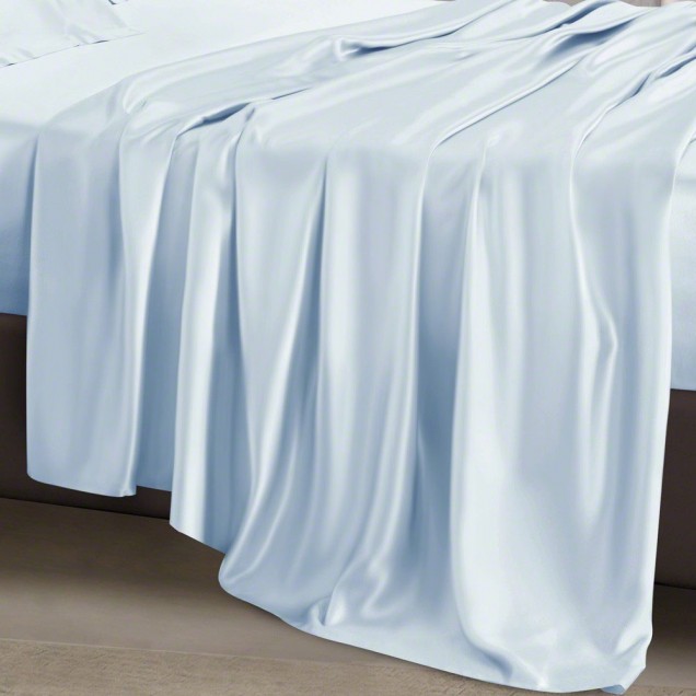 Baby Blue 22 Momme Mulberry Silk Flat Sheet Baby Blue 22 Momme Mulberry Silk Flat Sheet