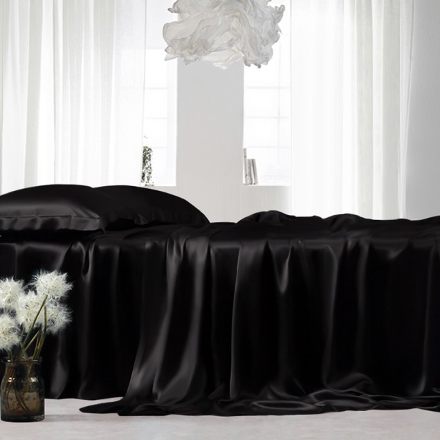 Black 22 Momme Mulberry Silk Sheet Set Black 22 Momme Mulberry Silk Sheet Set