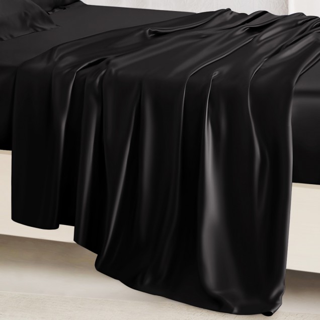 Black 22 Momme Mulberry Silk Sheet Set Black 22 Momme Mulberry Silk Sheet Set