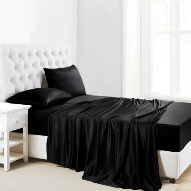 Black 22 Momme Mulberry Silk Sheet Set