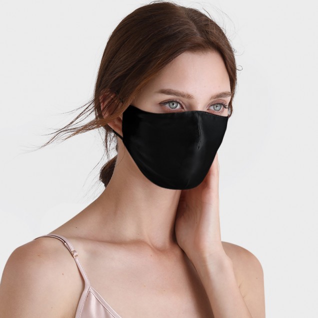 Black Double-Sided 22 Momme Silk Face Mask Black Double-Sided 22 Momme Silk Face Mask