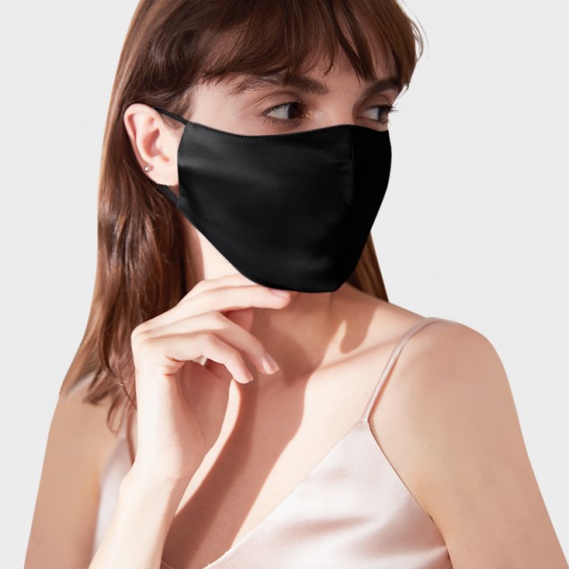 Black Double-Sided 22 Momme Silk Face Mask Black Double-Sided 22 Momme Silk Face Mask