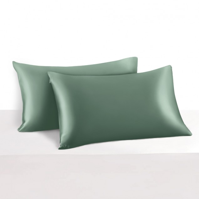 Celadon Green 22 Momme Mulberry Silk Pillowcase with Hidden Zipper Celadon Green 22 Momme Mulberry Silk Pillowcase with Hidden Zipper