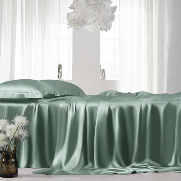 Celadon Green 22 Momme Mulberry Silk Sheet Set Celadon Green 22 Momme Mulberry Silk Sheet Set