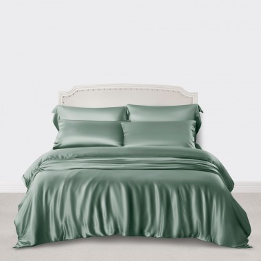 Celadon Green 3 PCS 22 Momme Mulberry Silk Duvet Cover Set