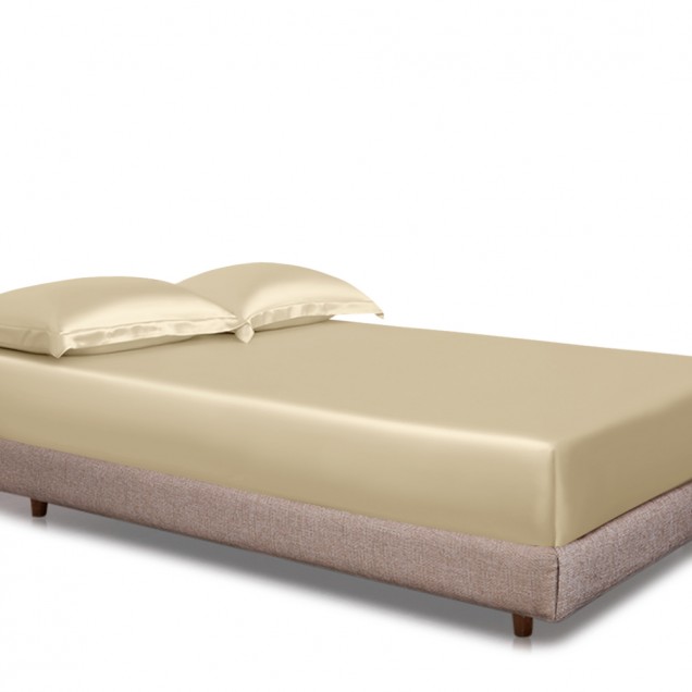 Champagne 22 Momme Mulberry Silk Fitted Sheet Champagne 22 Momme Mulberry Silk Fitted Sheet