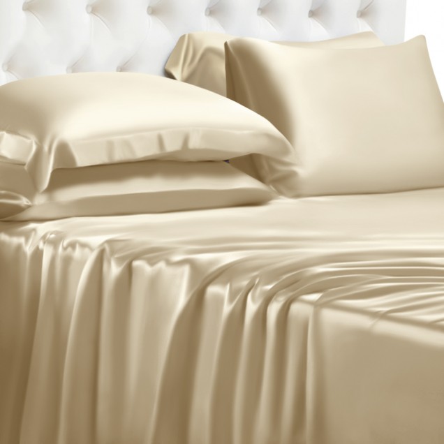 Champagne 22 Momme Mulberry Silk Fitted Sheet Champagne 22 Momme Mulberry Silk Fitted Sheet
