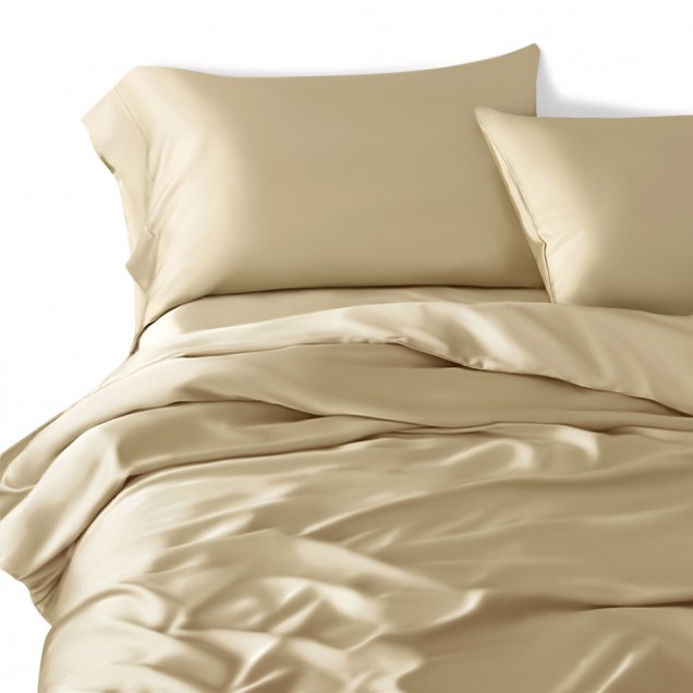 Champagne 3 PCS 22 Momme Mulberry Silk Duvet Cover Set Champagne 3 PCS 22 Momme Mulberry Silk Duvet Cover Set