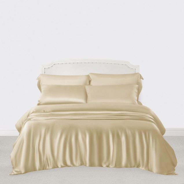 Champagne 3 PCS 22 Momme Mulberry Silk Duvet Cover Set Champagne 3 PCS 22 Momme Mulberry Silk Duvet Cover Set