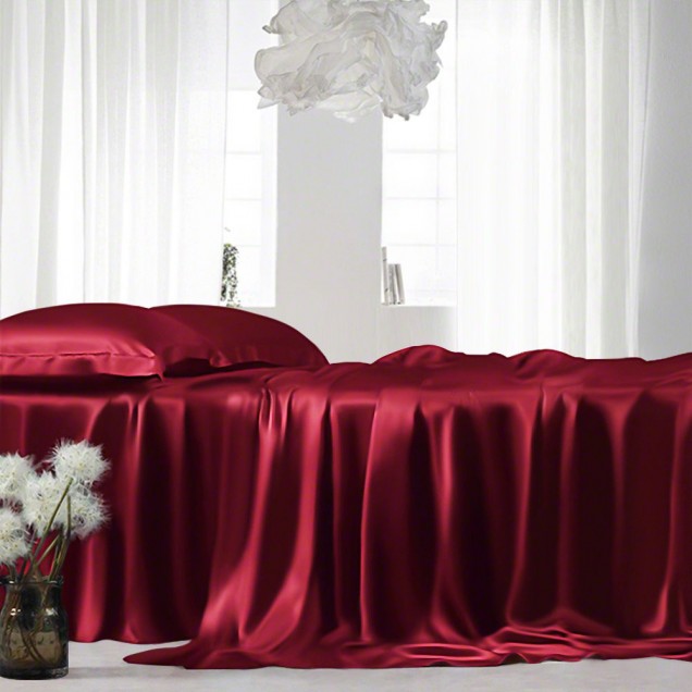 Claret 22 Momme Mulberry Silk Flat Sheet Claret 22 Momme Mulberry Silk Flat Sheet