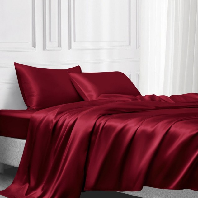 Claret 22 Momme Mulberry Silk Flat Sheet Claret 22 Momme Mulberry Silk Flat Sheet
