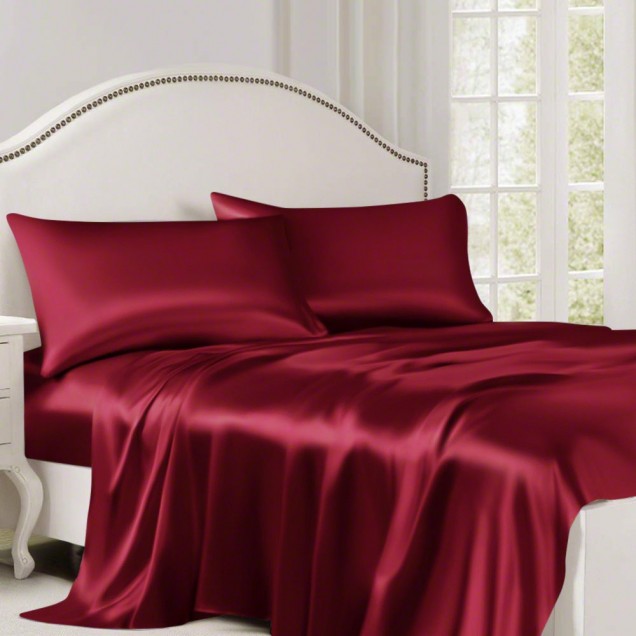 Claret 22 Momme Mulberry Silk Flat Sheet Claret 22 Momme Mulberry Silk Flat Sheet