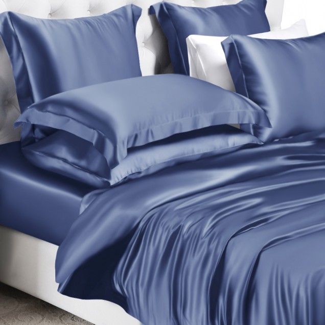 Dark Blue 22 Momme Mulberry Silk Duvet Cover Dark Blue 22 Momme Mulberry Silk Duvet Cover