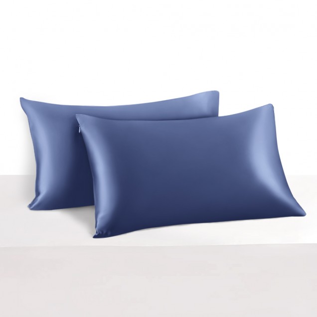 Dark Blue 22 Momme Mulberry Silk Pillowcase with Hidden Zipper Dark Blue 22 Momme Mulberry Silk Pillowcase with Hidden Zipper