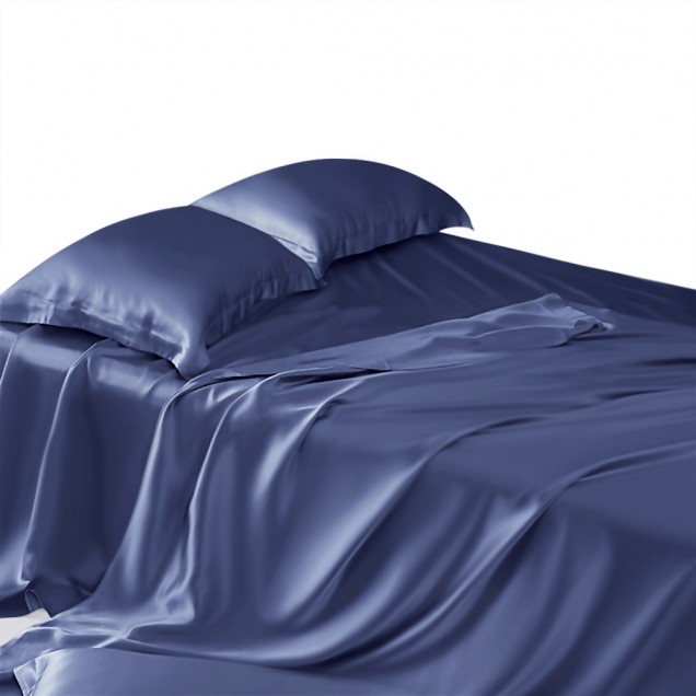 Dark Blue 22 Momme Mulberry Silk Sheet Set Dark Blue 22 Momme Mulberry Silk Sheet Set