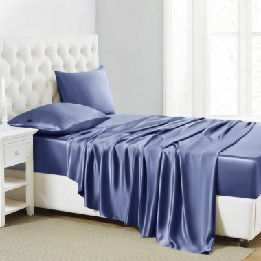 Dark Blue 22 Momme Mulberry Silk Sheet Set