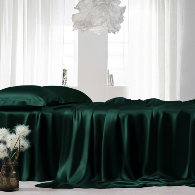 Dark Green 22 Momme Mulberry Silk Sheet Set Dark Green 22 Momme Mulberry Silk Sheet Set
