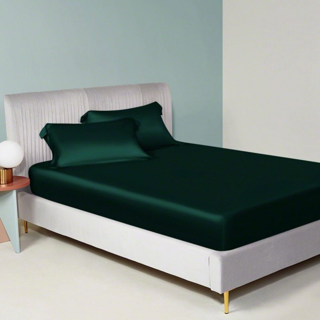Dark Green 22 Momme Mulberry Silk Sheet Set Dark Green 22 Momme Mulberry Silk Sheet Set