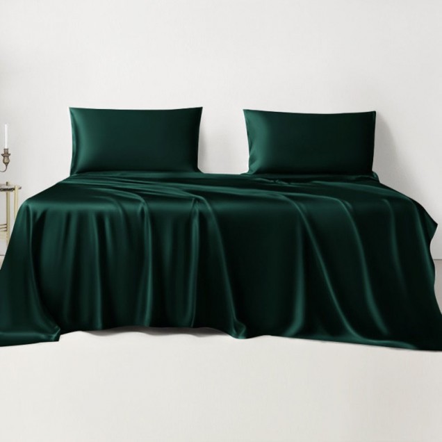 Dark Green 22 Momme Mulberry Silk Sheet Set Dark Green 22 Momme Mulberry Silk Sheet Set
