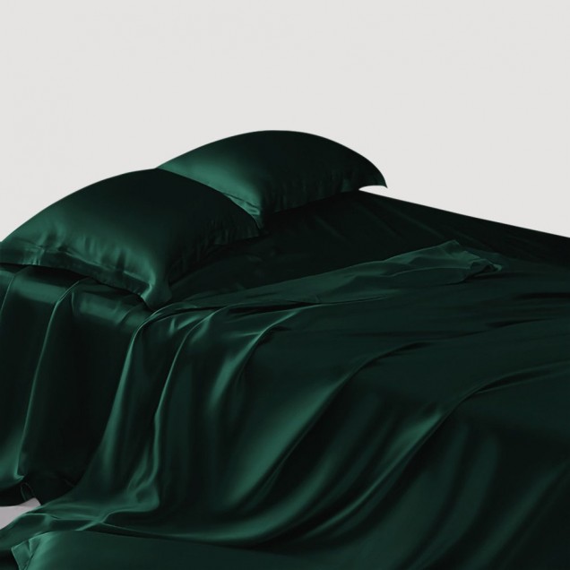 Dark Green 22 Momme Mulberry Silk Sheet Set Dark Green 22 Momme Mulberry Silk Sheet Set