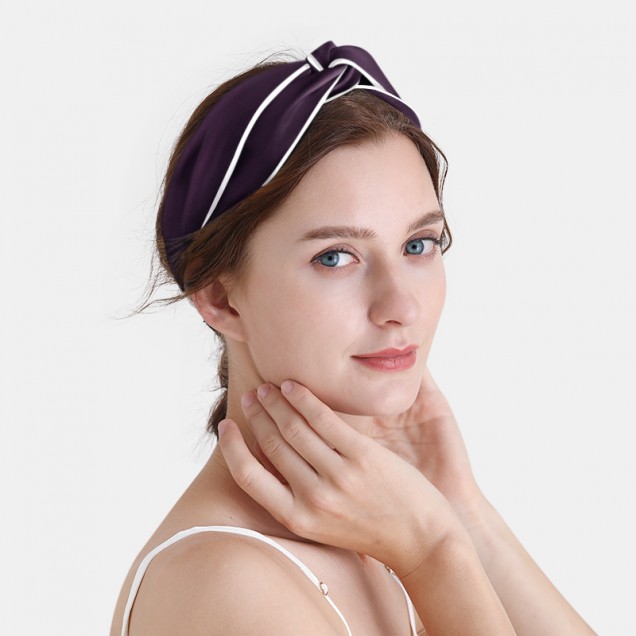 Dark Purple & Ivory Silk Headband Dark Purple & Ivory Silk Headband
