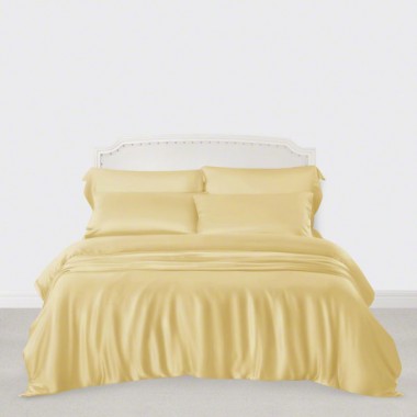 Gold 3 PCS 22 Momme Mulberry Silk Duvet Cover Set