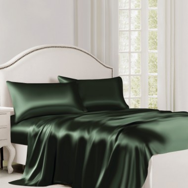 Hunter Green 22 Momme Mulberry Silk Flat Sheet