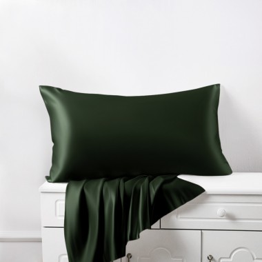 Hunter Green 22 Momme Mulberry Silk Pillowcase with Hidden Zipper