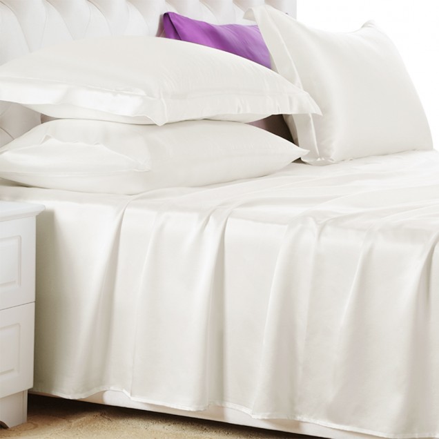Ivory 22 Momme Mulberry Silk Flat Sheet Ivory 22 Momme Mulberry Silk Flat Sheet