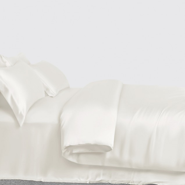 Ivory 3 PCS 22 Momme Mulberry Silk Duvet Cover Set Ivory 3 PCS 22 Momme Mulberry Silk Duvet Cover Set