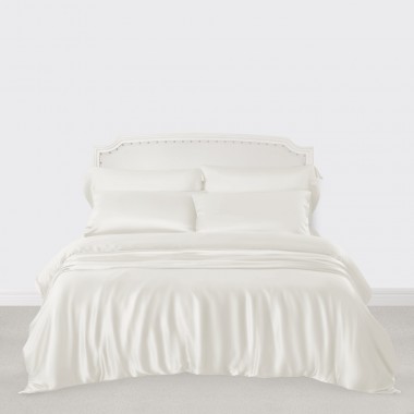 Ivory 3 PCS 22 Momme Mulberry Silk Duvet Cover Set