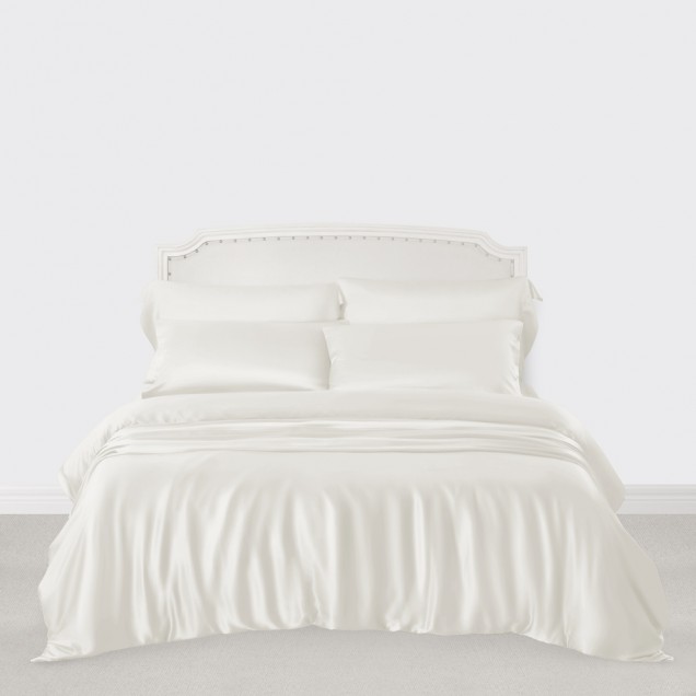 Ivory 3 PCS 22 Momme Mulberry Silk Duvet Cover Set Ivory 3 PCS 22 Momme Mulberry Silk Duvet Cover Set
