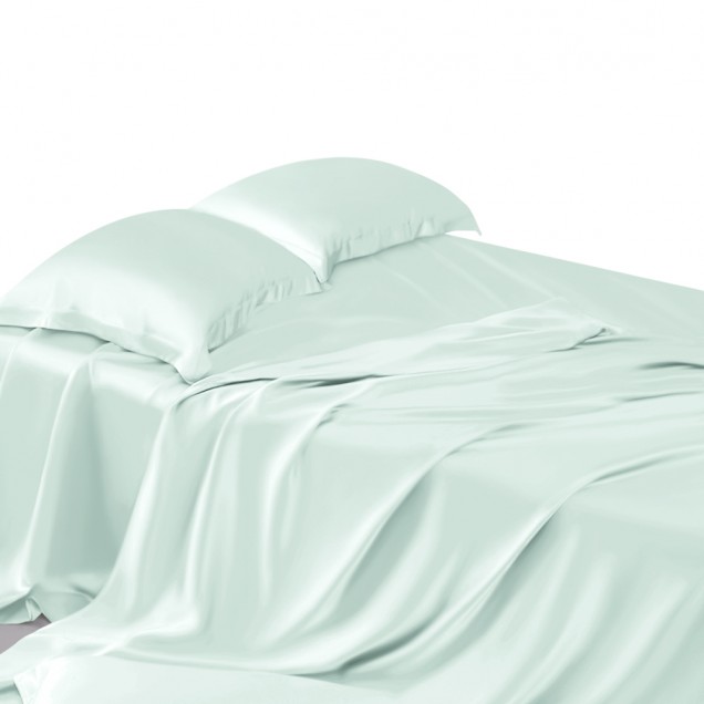 Light Cyan 22 Momme Mulberry Silk Flat Sheet Light Cyan 22 Momme Mulberry Silk Flat Sheet