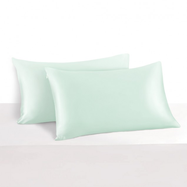 Light Cyan 22 Momme Mulberry Silk Pillowcase with Hidden Zipper Light Cyan 22 Momme Mulberry Silk Pillowcase with Hidden Zipper
