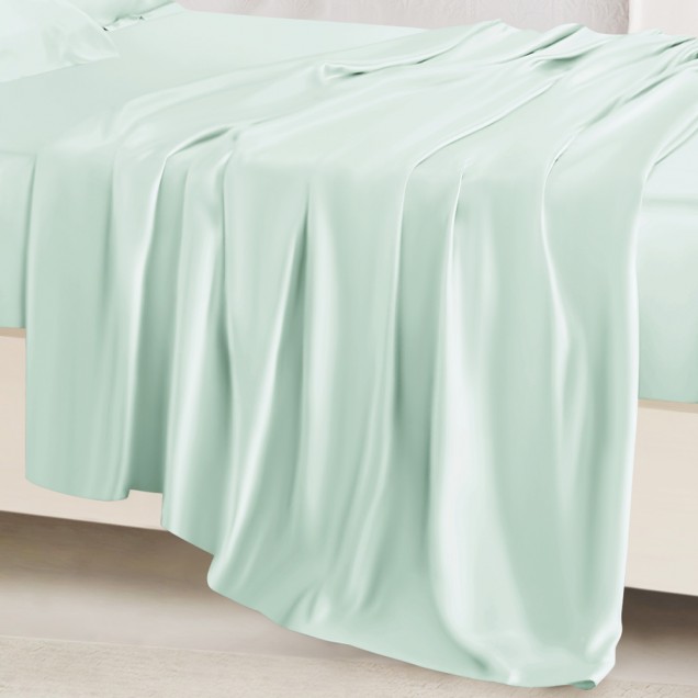 Light Cyan 22 Momme Mulberry Silk Sheet Set Light Cyan 22 Momme Mulberry Silk Sheet Set