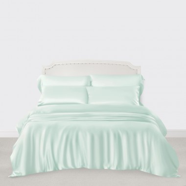 Light Cyan 3 PCS 22 Momme Mulberry Silk Duvet Cover Set