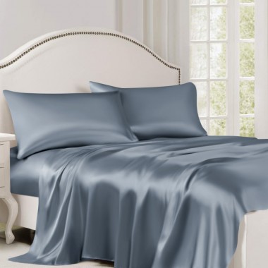 Misty Blue 22 Momme Mulberry Silk Flat Sheet