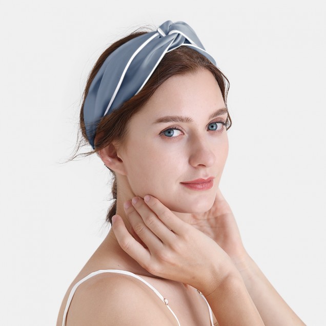 Misty Blue & Ivory Silk Headband Misty Blue & Ivory Silk Headband