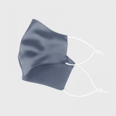 Misty Blue & White Double-Sided 22 Momme Silk Face Mask