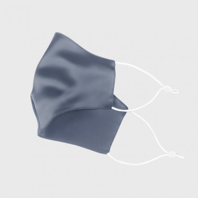 Misty Blue & White Double-Sided 22 Momme Silk Face Mask Misty Blue & White Double-Sided 22 Momme Silk Face Mask