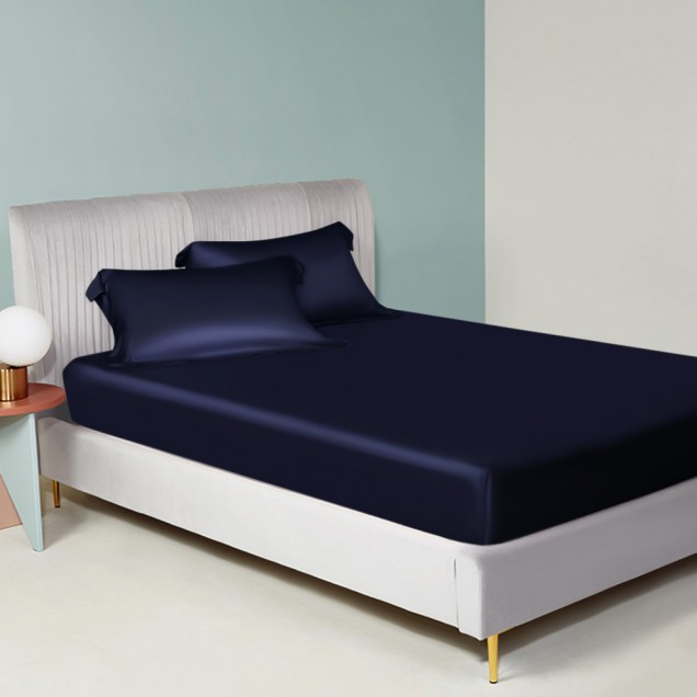 Navy 22 Momme Mulberry Silk Sheet Set Navy 22 Momme Mulberry Silk Sheet Set