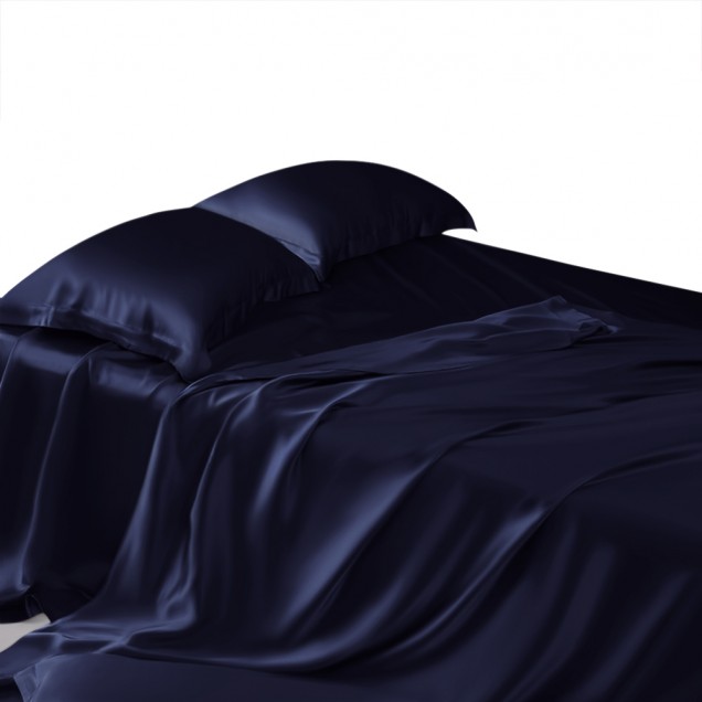 Navy 22 Momme Mulberry Silk Sheet Set Navy 22 Momme Mulberry Silk Sheet Set