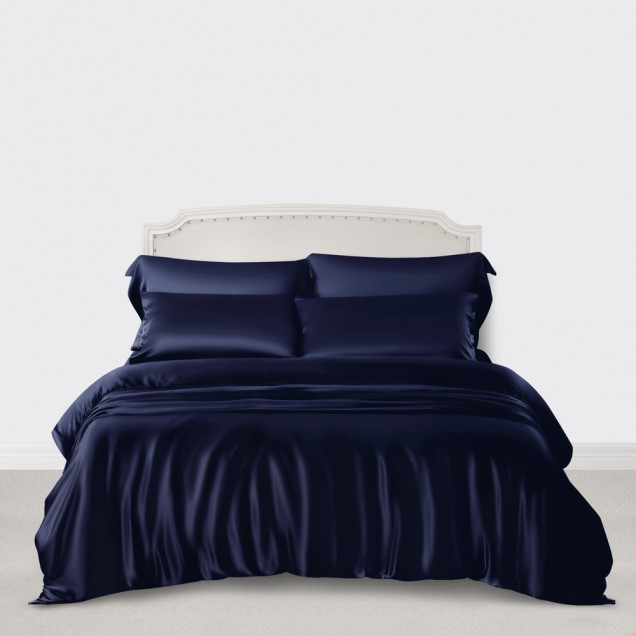 Navy 3 PCS 22 Momme Mulberry Silk Duvet Cover Set Navy 3 PCS 22 Momme Mulberry Silk Duvet Cover Set