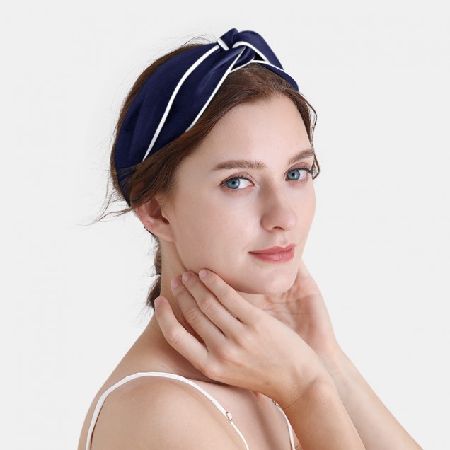 Navy & Ivory Silk Headband Navy & Ivory Silk Headband