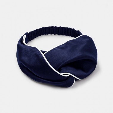 Navy & Ivory Silk Headband