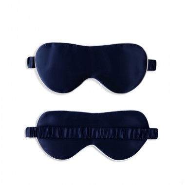 Navy & Ivory Suede Rose Silk Eye Mask